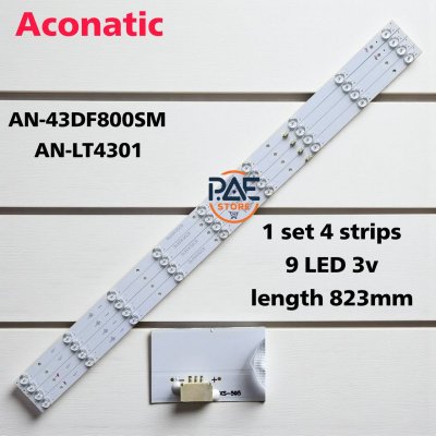#หลอดเเบล็คไลท์ทีวีอะโคนาติก BACKLIGHT Aconatic รุ่น AN43DF800SM : AN-LT4301 1 Set 4 แถว 9 LED 3 V ยาว 823 mm