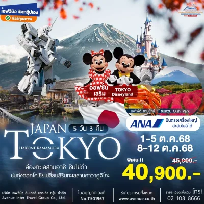 ทัวร์ญี่ปุ่น โตเกียว ฮาโกเน่ คามาคูระ 5 วัน 3 คืน