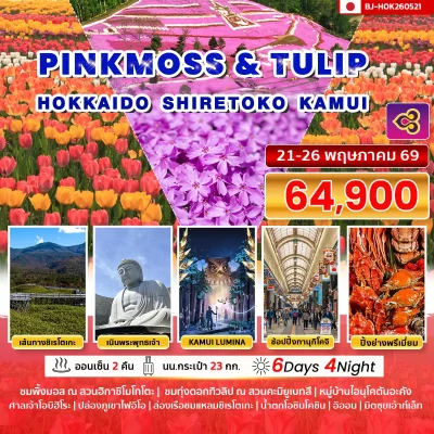 JP24 ทัวร์ฮอกไกโด Pinkmoss & Tulip 6วัน 4คืน TG