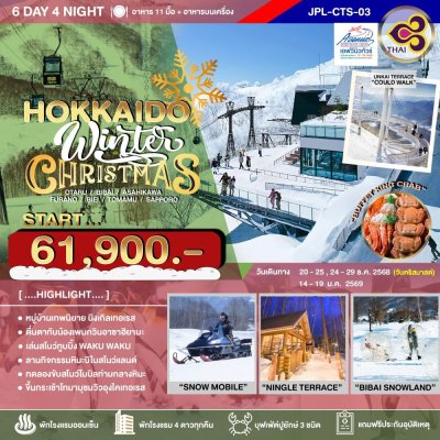JP22 CTS03 ทัวร์ญี่ปุ่น ฮอกไกโด วินเทอร์ คริสต์มาส 6 วัน 4 คืน (TG)