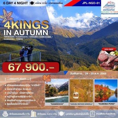 JP02 ทัวร์ญี่ปุ่น JAPAN 4 KINGS Autumn 6 วัน 4 คืน TG