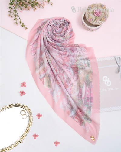 Haira Shamia Kyoto series - Pink Blush Hijab Scarf