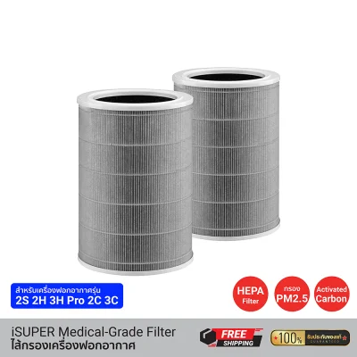 iSUPER Air Purifier Medical Grade Filter (Gray) - Pack of two Compatible with Xiaomi 2, 2S, 2H, 3H, Pro, 2C, 3C