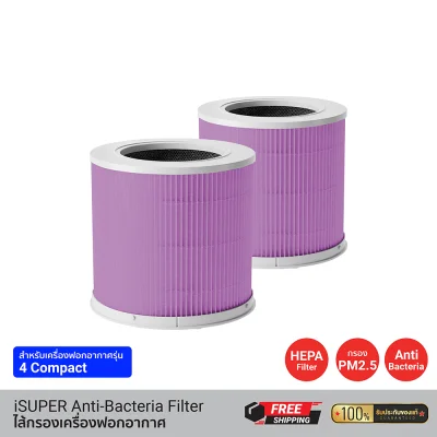 ไส้กรองอากาศ iSUPER Air Pufiier 4 Compact Filter Antibacterial Purple (แพ็คคู่)