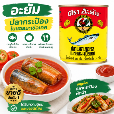 อะยัม ปลาแมคเคอเรลในซอสมะเขือเทศ ปลากระป๋อง ปลากระป๋อง - 230g