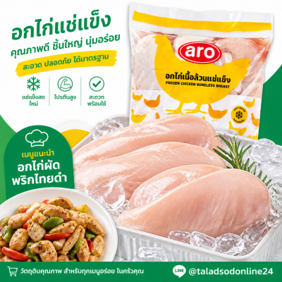 เอโร่ อกไก่เนื้อล้วนแช่แข็ง - 2kg.