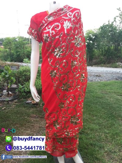 เช่าชุดอินเดีย ชุดส่าหรี สีแดง