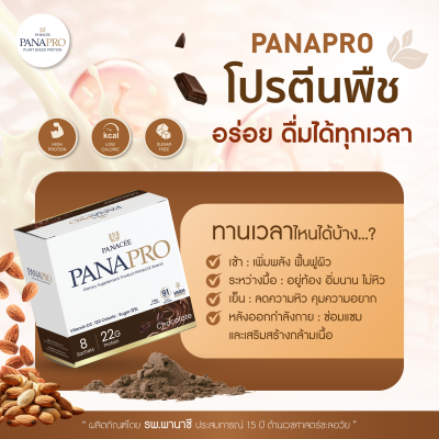 PANAPRO โปรตีนพืชชะลอวัย รสช็อกโกแลต ขนาด 800g