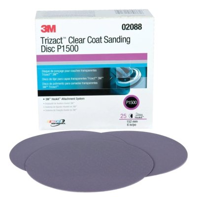 3M 02088 P1500 Trizact Hookit Clear Coat Sanding Disc,(6 in)