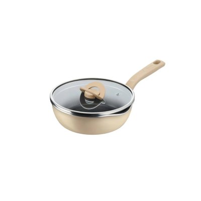TEFAL กระทะก้นลึกพร้อมฝา ONE PICK POT PAN สีครีม ขนาด 22cm รุ่น G1672524