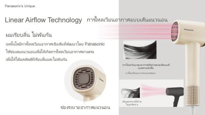 Panasonic EH-NE6M Hair Dryer with Linear Airflow Technology, 4 Temperature Modes (Latest Model)