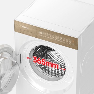 TOSHIBA เครื่องซักผ้าฝาหน้า รุ่น TW-T37BZP115MWT(WT) ขนาด 10.5 Kg.