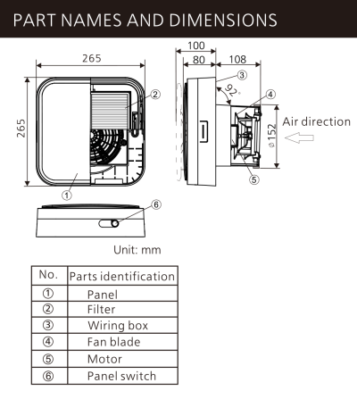 Panasonic  พัดลมเติมอากาศแบบติดผนัง  รุ่น FV-06PHP106