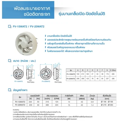 PANASONIC พัดลมระบายอากาศ ติดกระจก 8 นิ้ว รุ่น FV-20WAT206V