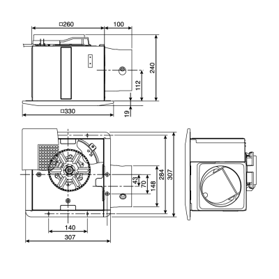 Panasonic ceiling-mounted ventilation fan, standard model, FV-27CH9ABH.