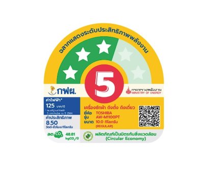 TOSHIBA Top-Loading Washing Machine, Model AW-M1100PT (MK), 10 kg capacity.