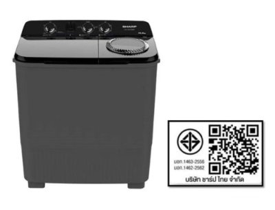 SHARP Twin-Tub Washing Machine, Model ES-TW100BK, 10 kg, Black
