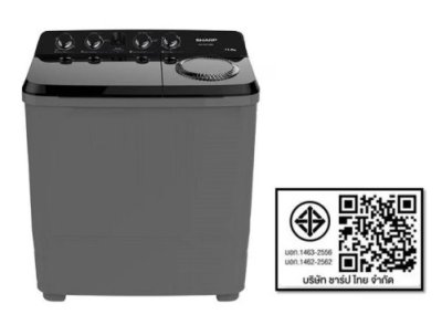 SHARP Twin-Tub Washing Machine, Model ES-TW110BK, 11 kg, Black