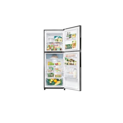 SHARP 2-door refrigerator, 10.6 cubic feet, model SJ-XP300TP-DK, dark silver.