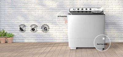 PANASONIC Semi-Automatic Twin Tub Washing Machine, 17 kg washing capacity and 13 kg spinning capacity, Model NA-W17XG1BRC