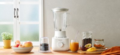 PANASONIC 1.5 Liter Glass Jar Blender with Dry Grinding Attachment, Model MX-EG5311WSN