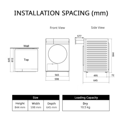 PANASONIC 10.5 kg Heat Pump Dryer, CARE+ Edition, Model NH-XJ21D2BTH