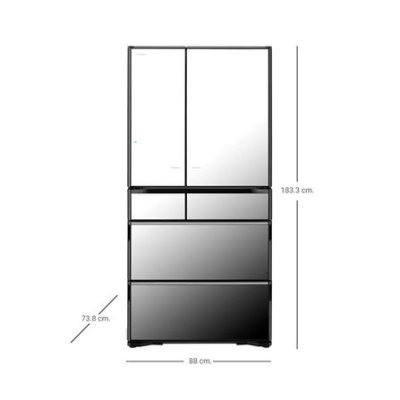HITACHI 6-Door Refrigerator, 26 Cubic Feet, R-ZXC740RT X, Mirror Finish.