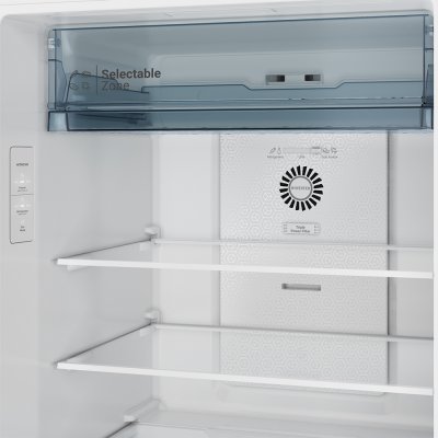 HITACHI 2-Door Refrigerator HRTN6443SAMGWTH, Inverter, 14.4 cu ft, White Glass. Automatic Ice Maker.