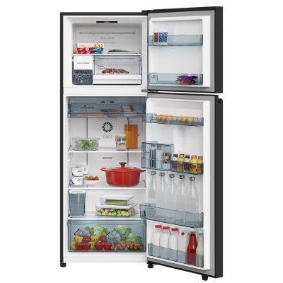 HITACHI 2-Door Refrigerator HRTN6443SAMGWTH, Inverter, 14.4 cu ft, White Glass. Automatic Ice Maker.