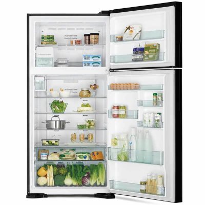 HITACHI ตู้เย็น 2 ประตู  R-VG550PDX GBK 19.4 คิว  อินเวอร์เตอร์ กระจกดำ Automatic ICE Maker