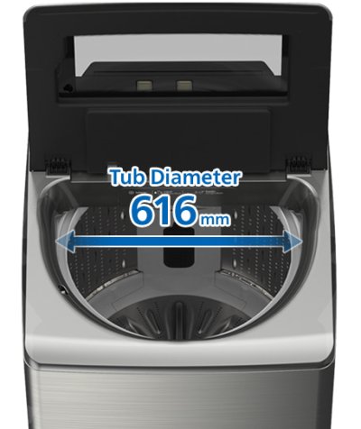 HITACHI เครื่องซักผ้าฝาบน 25 กก. SF-250ZFVAD SS อินเวอร์เตอร์ สีสเตนเลส น้ำร้อน 40-60 องศา เติมน้ำยาซักผ้า/ปรับผ้านุ่มอัตโนมัติ