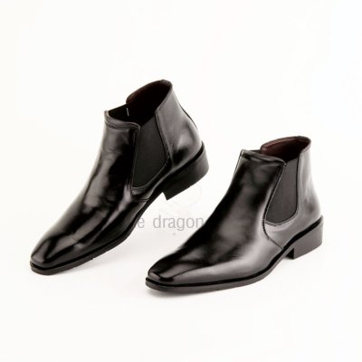 THE DRAGON ฮาล์ฟยางยืด ข้อสั้น 5.5นิ้ว หนังแท้หนังนิ่ม chelsea boots