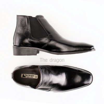 THE DRAGON ฮาล์ฟยางยืด ข้อสั้น 5.5นิ้ว หนังแท้หนังนิ่ม chelsea boots