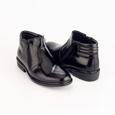 ฮาฟสั้น หัวมน สูง5.5นิ้ว หนังวัวแท้ ฟอกนิ่ม ซิปคู่ รุ่นHZ จาก The Dragon shoes