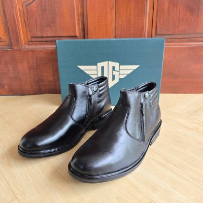 ฮาฟสั้น หัวมน สูง5.5นิ้ว หนังวัวแท้ ฟอกนิ่ม ซิปคู่ รุ่นHZ จาก The Dragon shoes