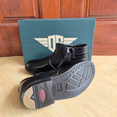 ฮาฟสั้น หัวมน สูง5.5นิ้ว หนังวัวแท้ ฟอกนิ่ม ซิปคู่ รุ่นHZ จาก The Dragon shoes