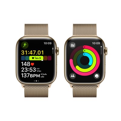 Apple Watch Series 9 GPS + Cellular 41mm Gold Stainless Steel Case with Gold Milanese Loop