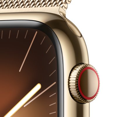 Apple Watch Series 9 GPS + Cellular 41mm Gold Stainless Steel Case with Gold Milanese Loop