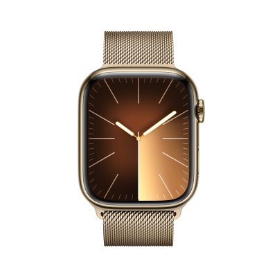 Apple Watch Series 9 GPS + Cellular 41mm Gold Stainless Steel Case with Gold Milanese Loop