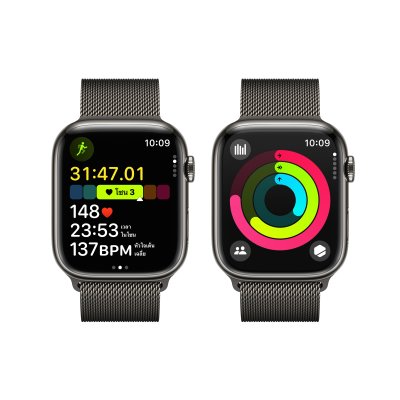Apple Watch Series 9 GPS + Cellular 45mm Graphite Stainless Steel Case with Graphite Milanese Loop