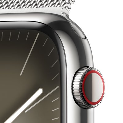 Apple Watch Series 9 GPS + Cellular 41mm Silver Stainless Steel Case with Silver Milanese Loop