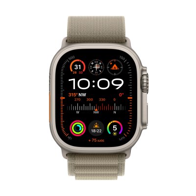 Apple Watch Ultra 2 GPS + Cellular 49mm Titanium Case with Olive Alpine Loop - Small