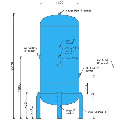 ถังพักลม Air Tank 2500 ลิตร