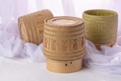 กระติบข้าวที่ระลึกลายภาพเขียนสี"ผาแต้ม"