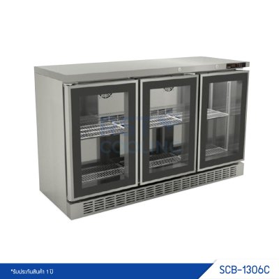 ตู้แช่เย็นเคาน์เตอร์สแตนเลส ประตูกระจก Sanden รุ่น SCB-1306C