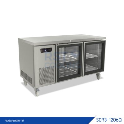 ตู้แช่เย็นเคาน์เตอร์สแตนเลส ประตูกระจก Sanden รุ่น SCR3-1206Ci