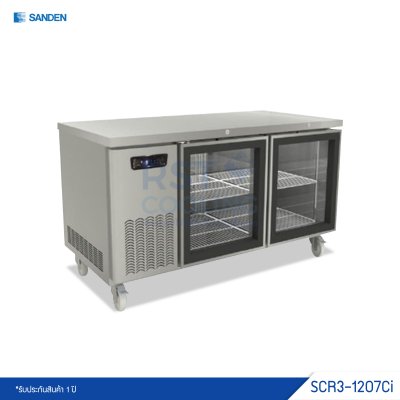 ตู้แช่เย็นเคาน์เตอร์สแตนเลส ประตูกระจก Sanden รุ่น SCR3-1207Ci