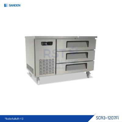 ตู้แช่เย็นเคาน์เตอร์สแตนเลส 3 ลิ้นชัก Sanden รุ่น SCR3-1207Fi