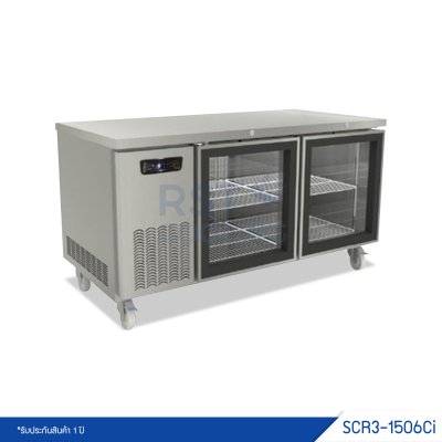 ตู้แช่เย็นเคาน์เตอร์สแตนเลส ประตูกระจก Sanden รุ่น SCR3-1506Ci