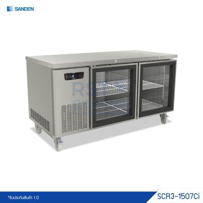 ตู้แช่เย็นเคาน์เตอร์สแตนเลส ประตูกระจก Sanden รุ่น SCR3-1507Ci